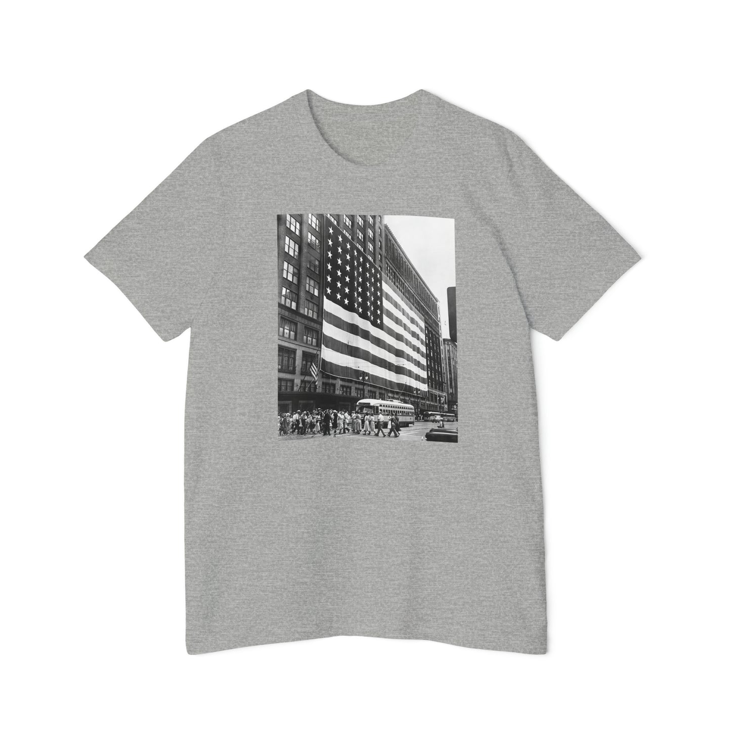 'American Flag at Hudson's Detroit' Photo T-Shirt (1920s) | Made in USA