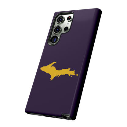 Michigan Upper Peninsula Tough Phone Case (Blackcurrant w/ Gold UP Outline) | Samsung & Pixel Android