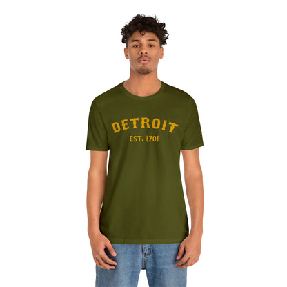 'Detroit EST. 1701' T-Shirt (Gold Ballpark Font) | Unisex Standard