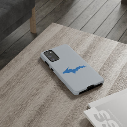 Michigan Upper Peninsula Tough Phone Case (Silver w/ Azure UP Outline) | Samsung & Pixel Android