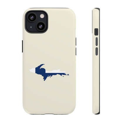 Michigan Upper Peninsula Tough Phone Case (Ivory Color w/ UP Finland Flag Outline) | Apple iPhone