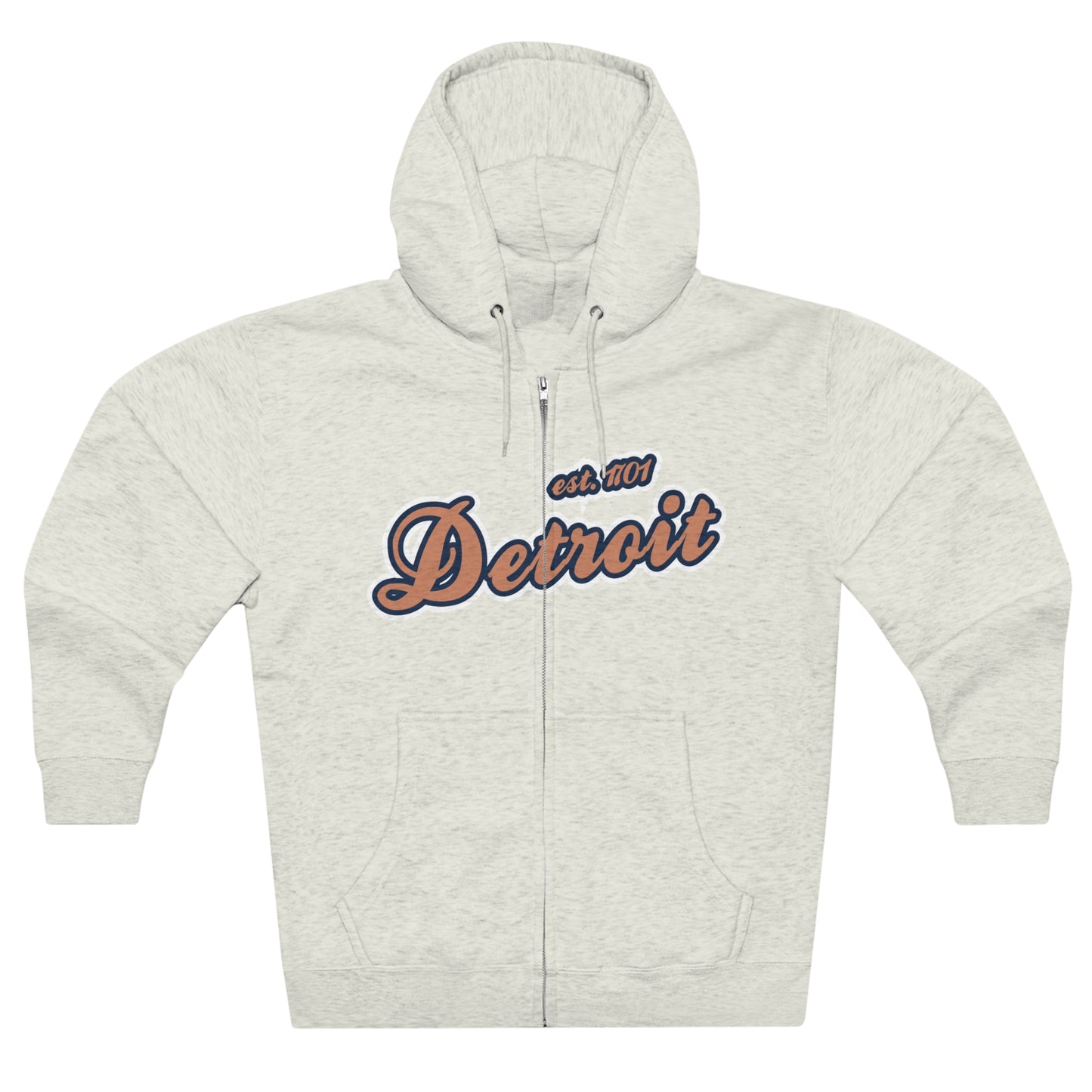 'Detroit EST 1701' Hoodie (Copper Script Font) | Unisex Full Zip