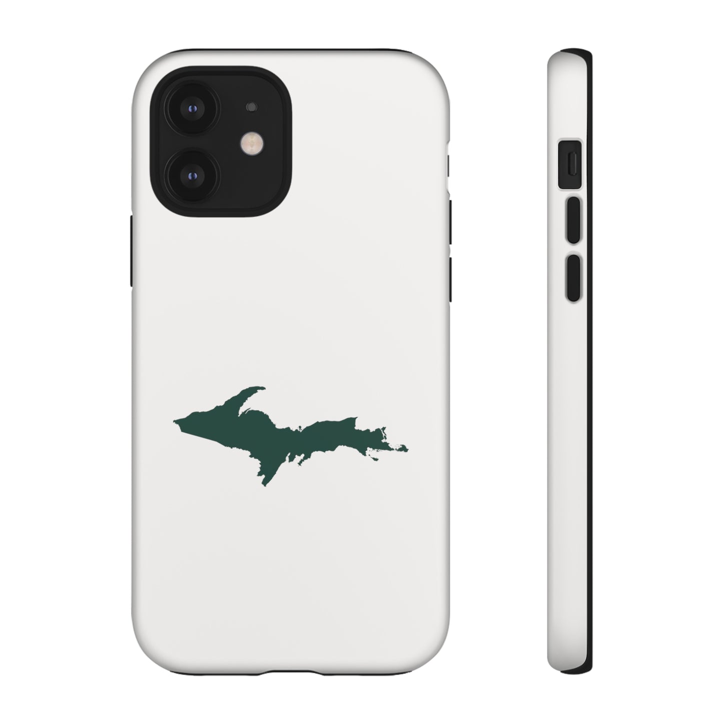 Michigan Upper Peninsula Tough Phone Case (Birch Bark White w/ Green UP Outline) | Apple iPhone