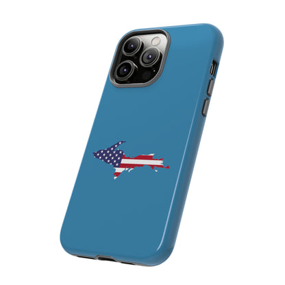 Michigan Upper Peninsula Tough Phone Case (Lake Michigan Blue w/ UP USA Flag Outline) | Apple iPhone