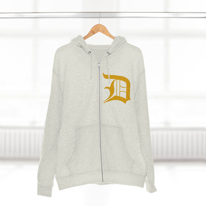 Detroit 'Old English D' Hoodie (Gold) | Unisex Full Zip