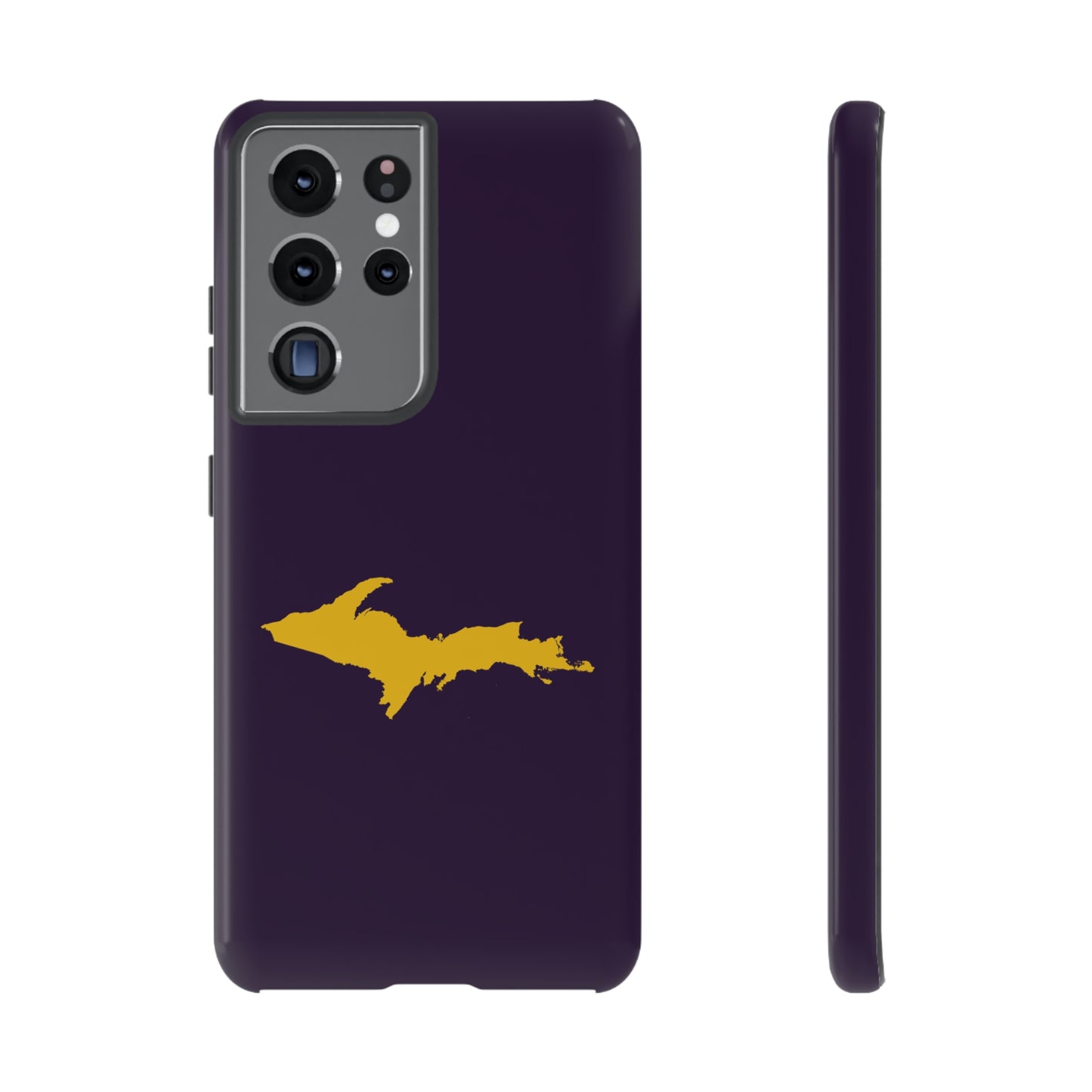 Michigan Upper Peninsula Tough Phone Case (Blackcurrant w/ Gold UP Outline) | Samsung & Pixel Android