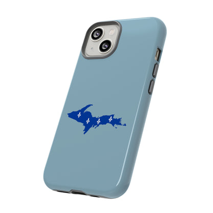 Michigan Upper Peninsula Tough Phone Case (Opal Blue w/ UP Quebec Flag Outline) | Apple iPhone