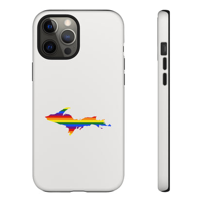 Michigan Upper Peninsula Tough Phone Case (Birch Bark White w/ UP Pride Flag Outline) | Apple iPhone