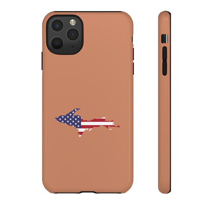 Michigan Upper Peninsula Tough Phone Case (Copper Color w/ UP USA Flag Outline) | Apple iPhone