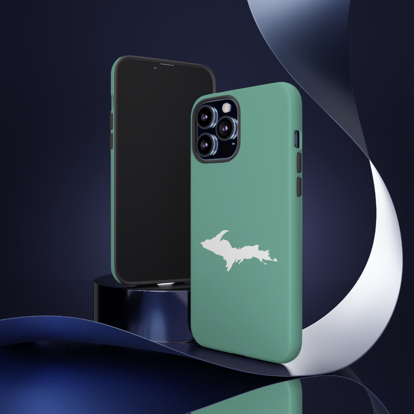 Michigan Upper Peninsula Tough Phone Case ('64 Metallic Mint Green w/ UP Outline) | Apple iPhone