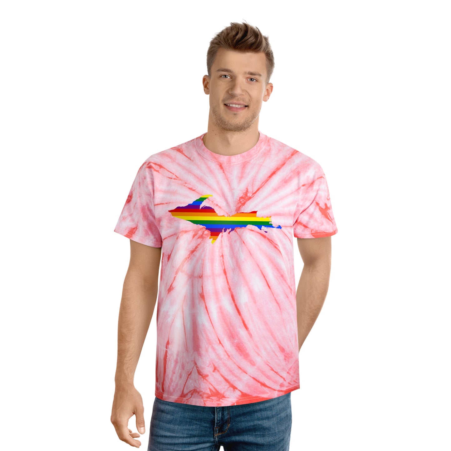 Michigan Upper Peninsula Tie-Dye T-Shirt (w/ UP Pride Flag) | Unisex Cyclone