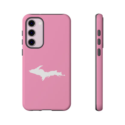 Michigan Upper Peninsula Tough Phone Case ('67 Caddie Pink w/ UP Outline) | Samsung & Pixel Android