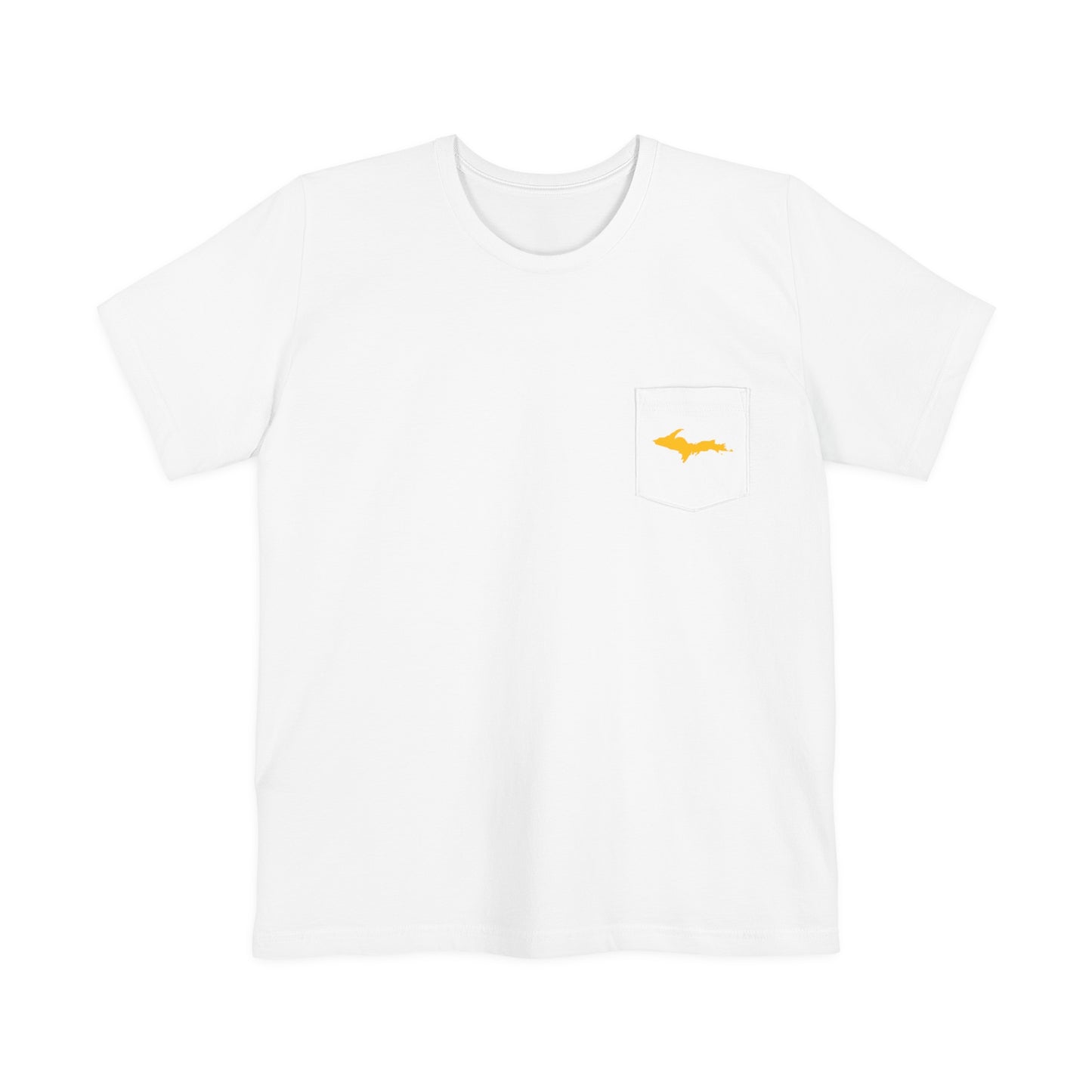 Michigan Upper Peninsula Pocket T-Shirt (w/ Gold UP Outline) | Unisex Standard