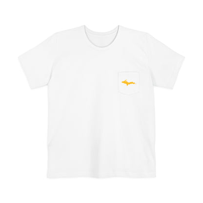 Michigan Upper Peninsula Pocket T-Shirt (w/ Gold UP Outline) | Unisex Standard