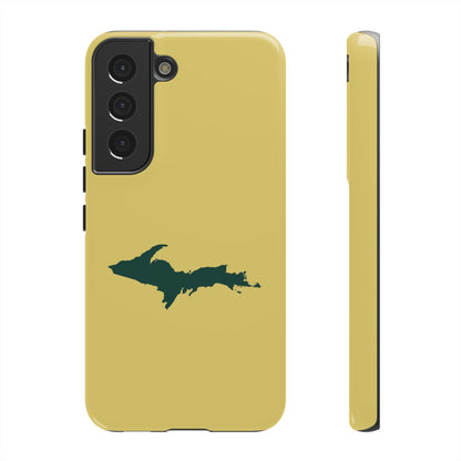 Michigan Upper Peninsula Tough Phone Case (Plum Yellow w/ Green UP Outline) | Samsung & Pixel Android