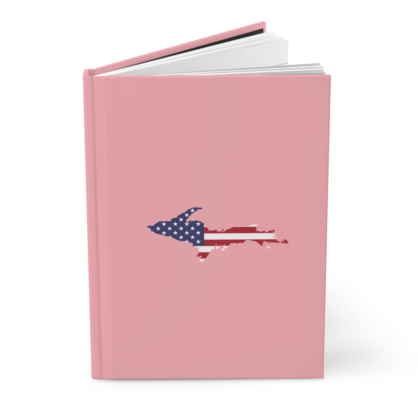 Michigan Upper Peninsula Hardcover Journal (w/ UP USA Flag) | Ruled - Strawberry Pink