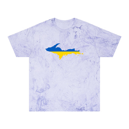 Michigan Upper Peninsula T-Shirt (w/ UP Ukraine Flag Outline) | Unisex Color Blast