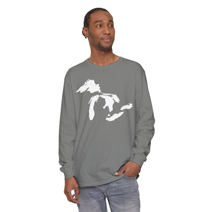 Great Lakes Garment-Dyed T-Shirt | Unisex Long Sleeve - White