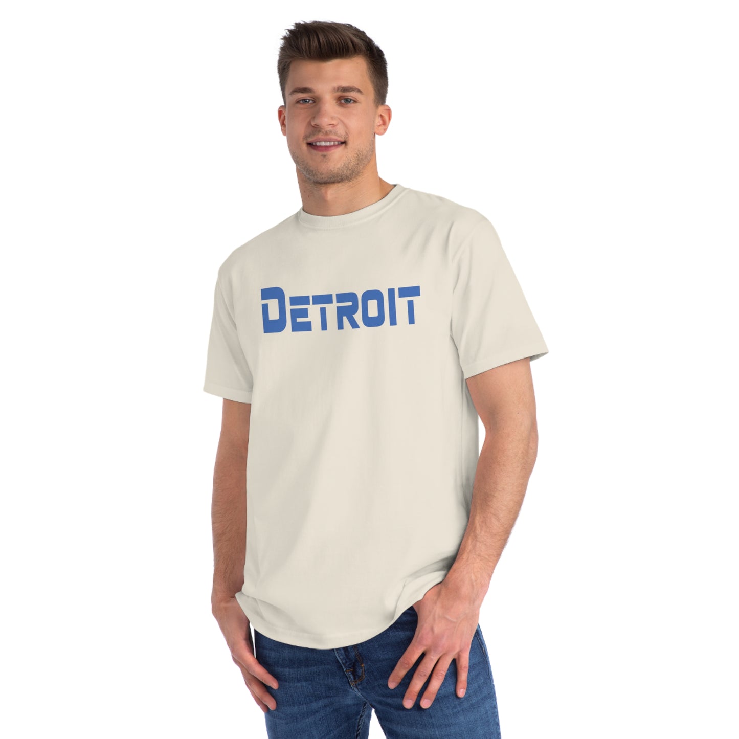 'Detroit' T-Shirt (Azure 1980s Sci-Fi Font) | Organic Unisex