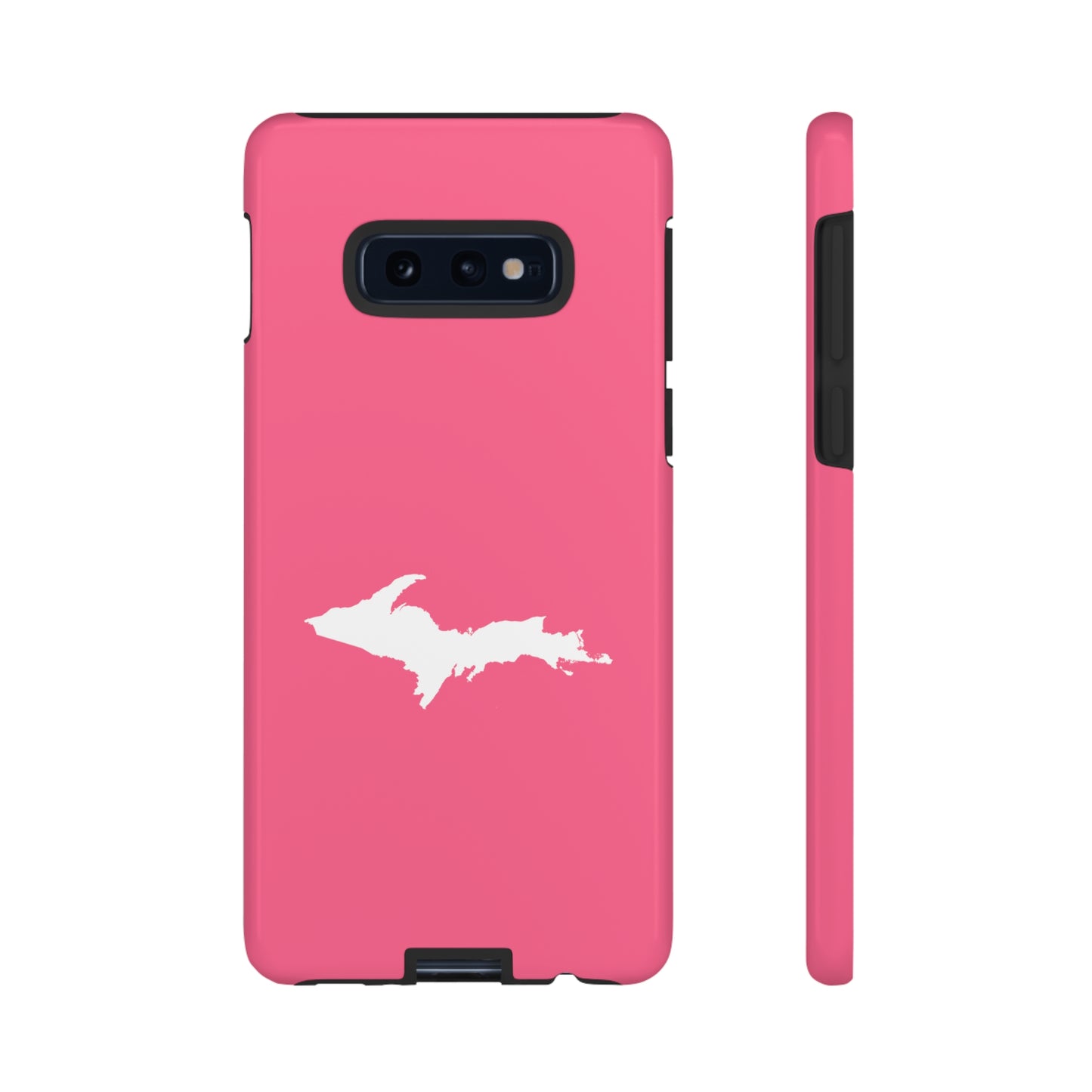 Michigan Upper Peninsula Tough Phone Case (Rhodochrosite Pink w/ UP Outline) | Samsung & Pixel Android