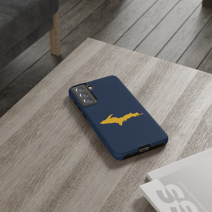 Michigan Upper Peninsula Tough Phone Case (Navy w/ Gold UP Outline) | Samsung & Pixel Android