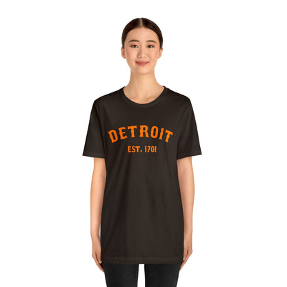 Detroit EST. 1701' T-Shirt (Orange Ballpark Font) | Unisex Standard