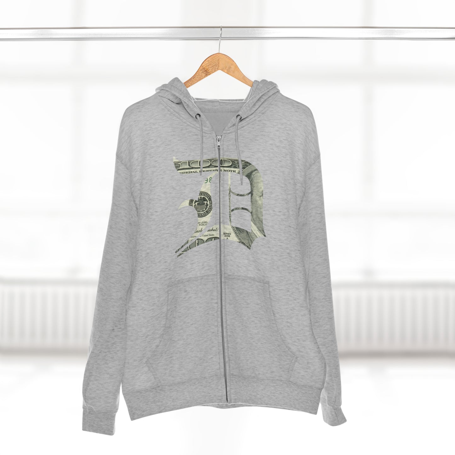 Detroit 'Old English D' Hoodie (Full-Body Benjamins Edition) | Unisex Full Zip