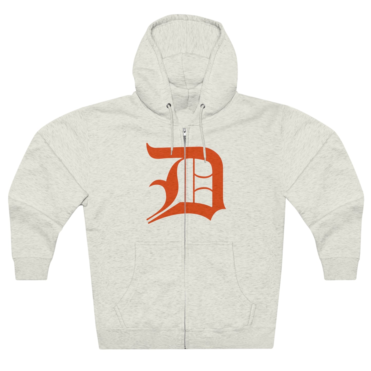 Detroit 'Old English D' Hoodie (Full-Body Maple Leaf Orange) | Unisex Full Zip