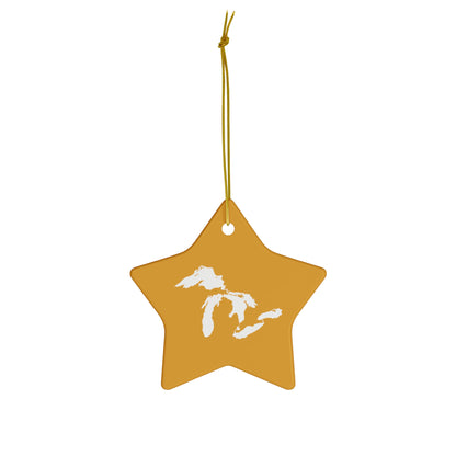 Great Lakes Christmas Ornament (Gold) | Ceramic - 4 Shapes