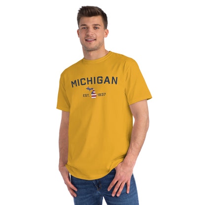 'Michigan EST 1837' T-Shirt (w/ MI USA Flag Outline)| Organic Unisex