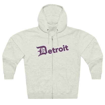 'Detroit' Hoodie (Plum w/ Old English 'D') | Unisex Full Zip