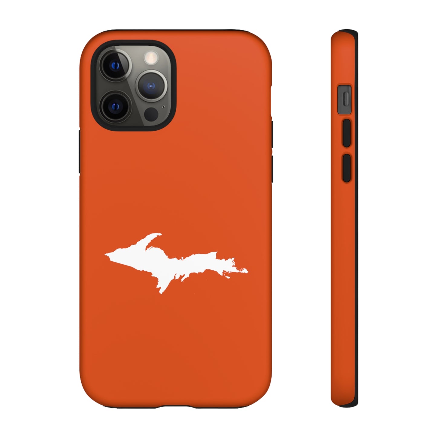 Michigan Upper Peninsula Tough Phone Case (Maple Leaf Orange w/ UP Outline) | Apple iPhone