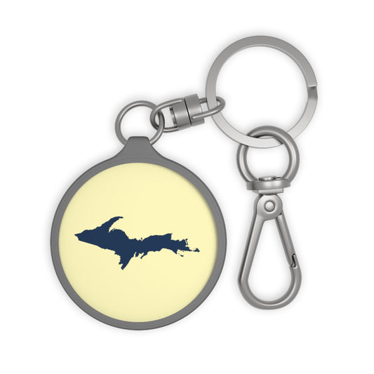 Michigan Upper Peninsula Keyring (w/ Navy UP Outline) | Canary Yellow