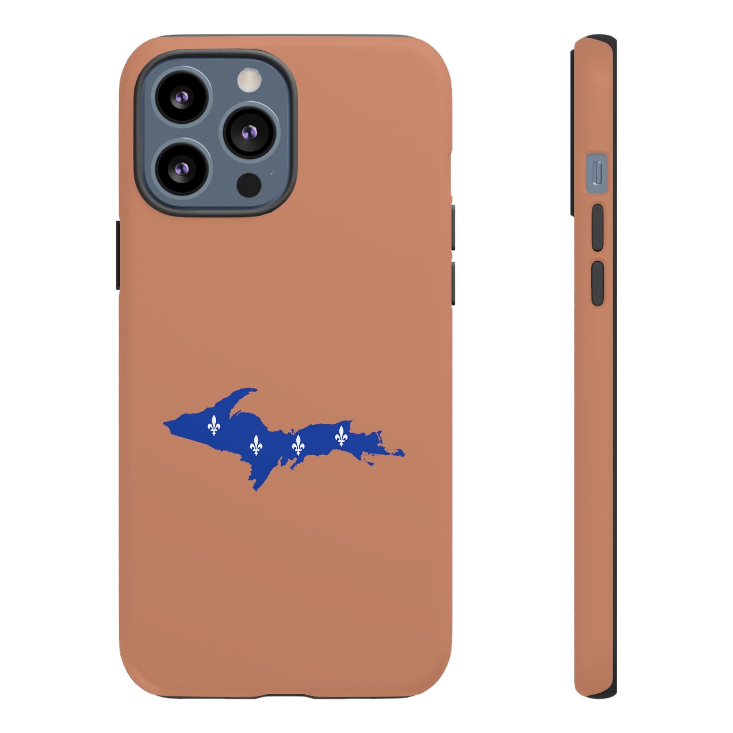 Michigan Upper Peninsula Tough Phone Case (Copper Color w/ UP Quebec Flag Outline) | Apple iPhone