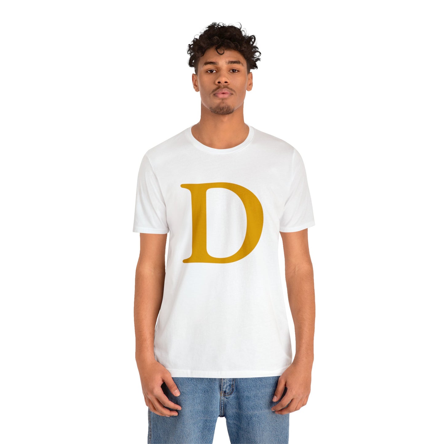 Detroit 'Old French D' T-Shirt (Gold Full Body Outline) | Unisex Standard Fit