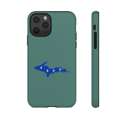 Michigan Upper Peninsula Tough Phone Case (Copper Green w/ UP Quebec Flag Outline) | Apple iPhone