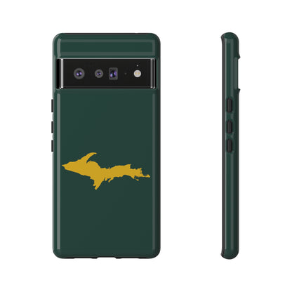 Michigan Upper Peninsula Tough Phone Case (Green w/ Gold UP Outline) | Samsung & Pixel Android