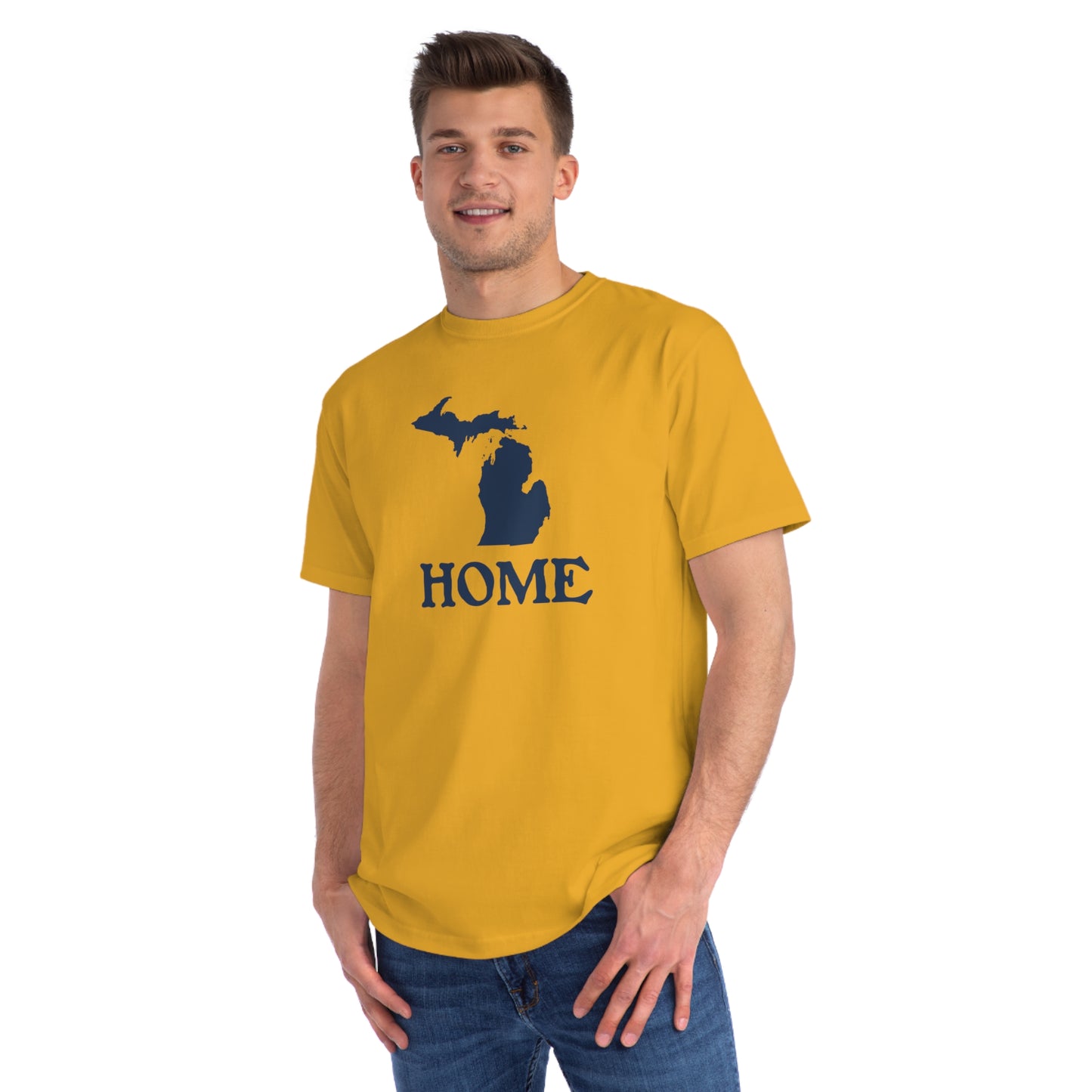 Michigan 'Home' T-Shirt (Woodcut Font) | Organic Unisex