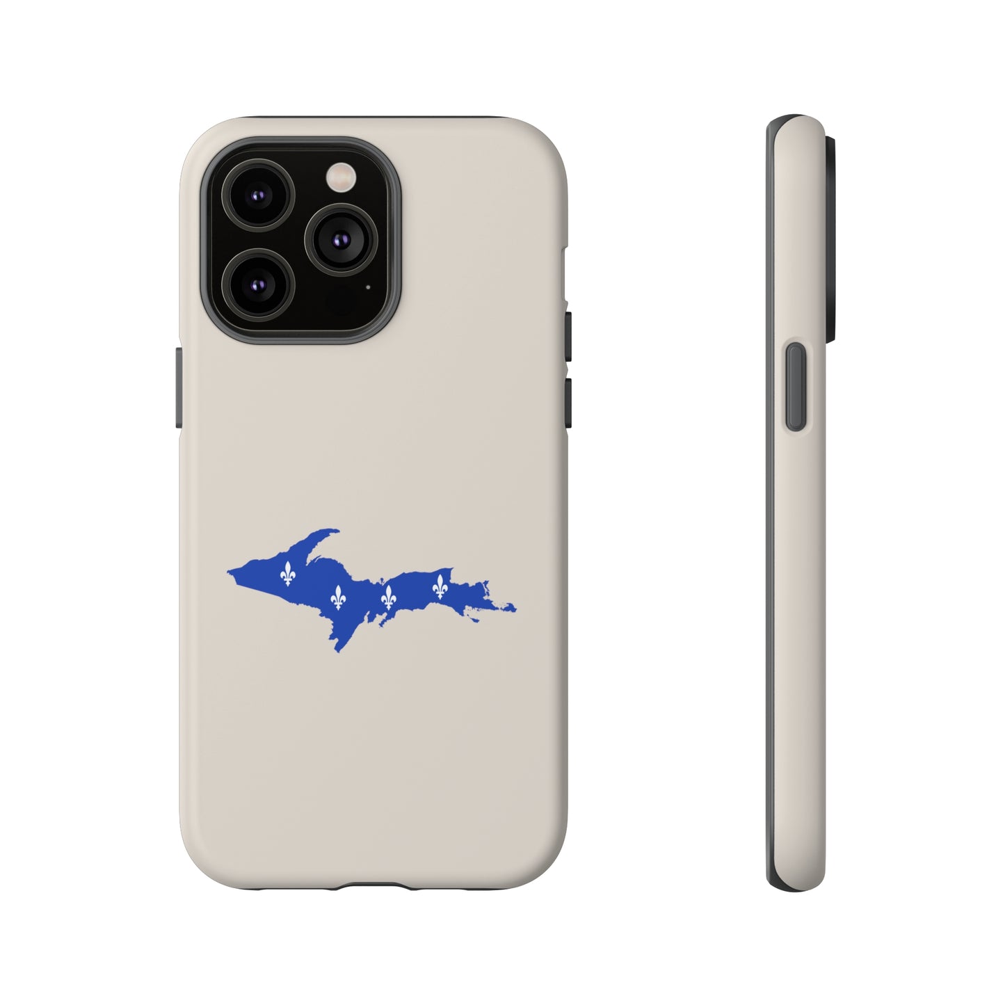 Michigan Upper Peninsula Tough Phone Case (Canvas Color w/ UP Quebec Flag Outline) | Apple iPhone