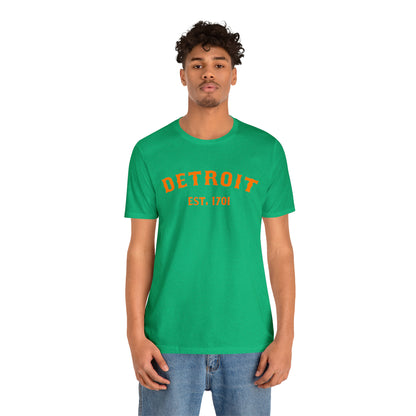 Detroit EST. 1701' T-Shirt (Orange Ballpark Font) | Unisex Standard