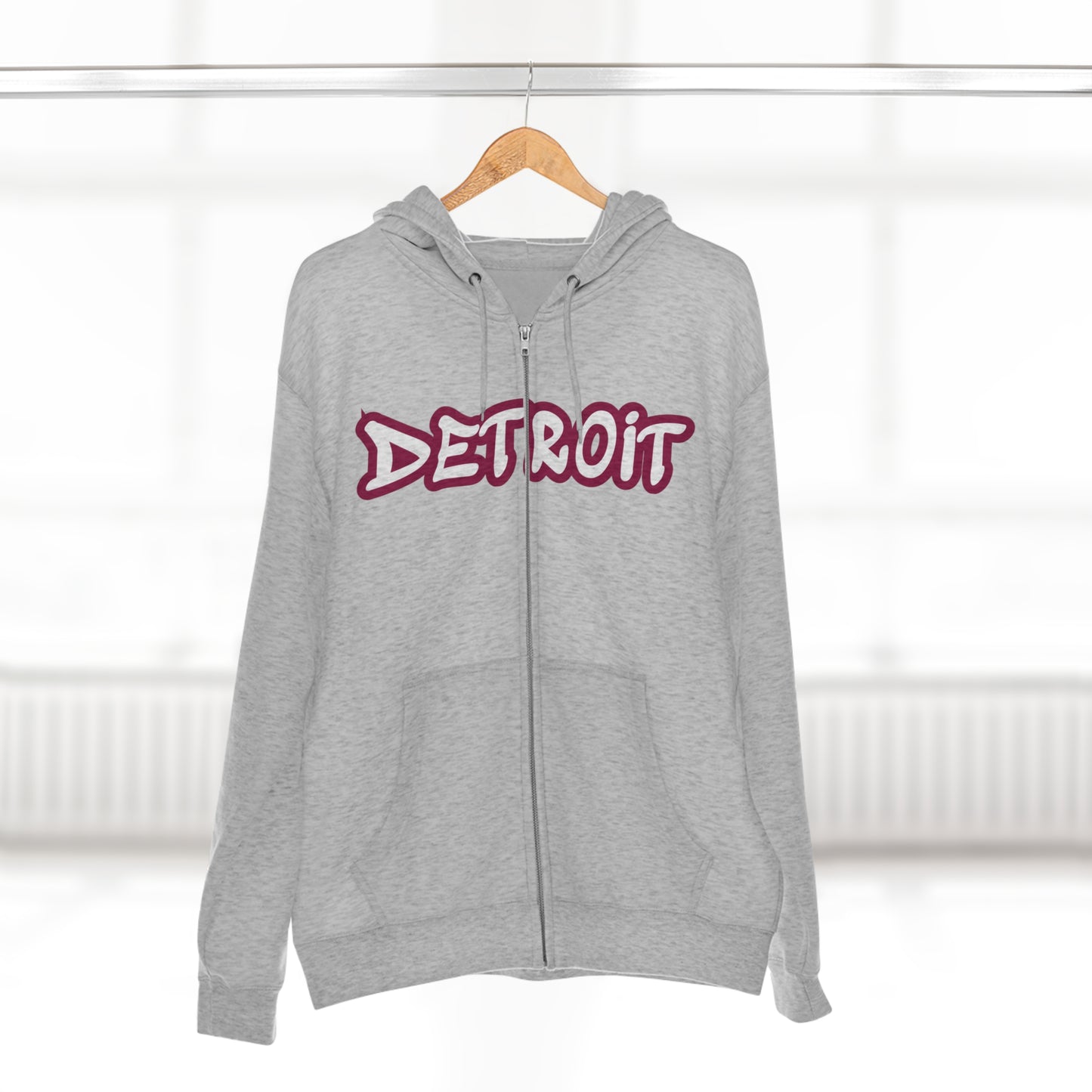 Detroit' Hoodie (Ruby Red Tag Font) | Unisex Full Zip