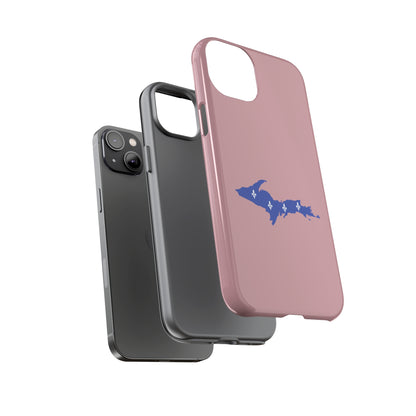 Michigan Upper Peninsula Tough Phone Case (Cherry Blossom Pink w/ UP Quebec Flag Outline) | Apple iPhone