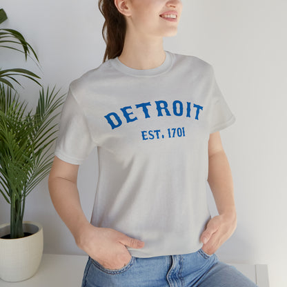 'Detroit EST. 1701' T-Shirt (Azure Ballpark Font) | Unisex Standard