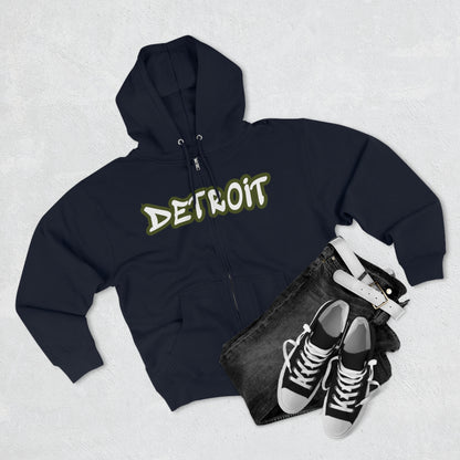 Detroit' Hoodie (Army Green Tag Font) | Unisex Full Zip