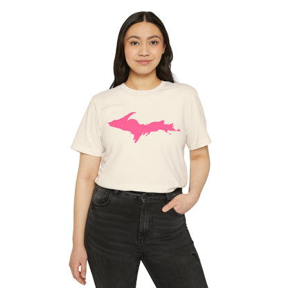 Michigan Upper Peninsula T-Shirt (w/ Pink UP Outline) | Unisex Recycled Organic