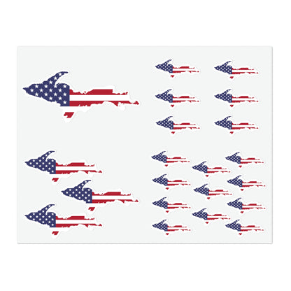 Michigan Upper Peninsula Sticker Sheets (w/ MI USA Flag Outline) | US Letter Size - 5 Sheets
