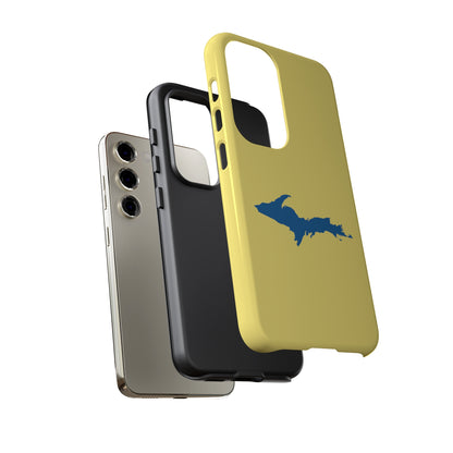 Michigan Upper Peninsula Tough Phone Case (Yellow Cherry w/ Azure UP Outline) | Samsung & Pixel Android