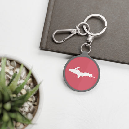 Michigan Upper Peninsula Keyring (w/ UP Outline) | Watermelon Pink