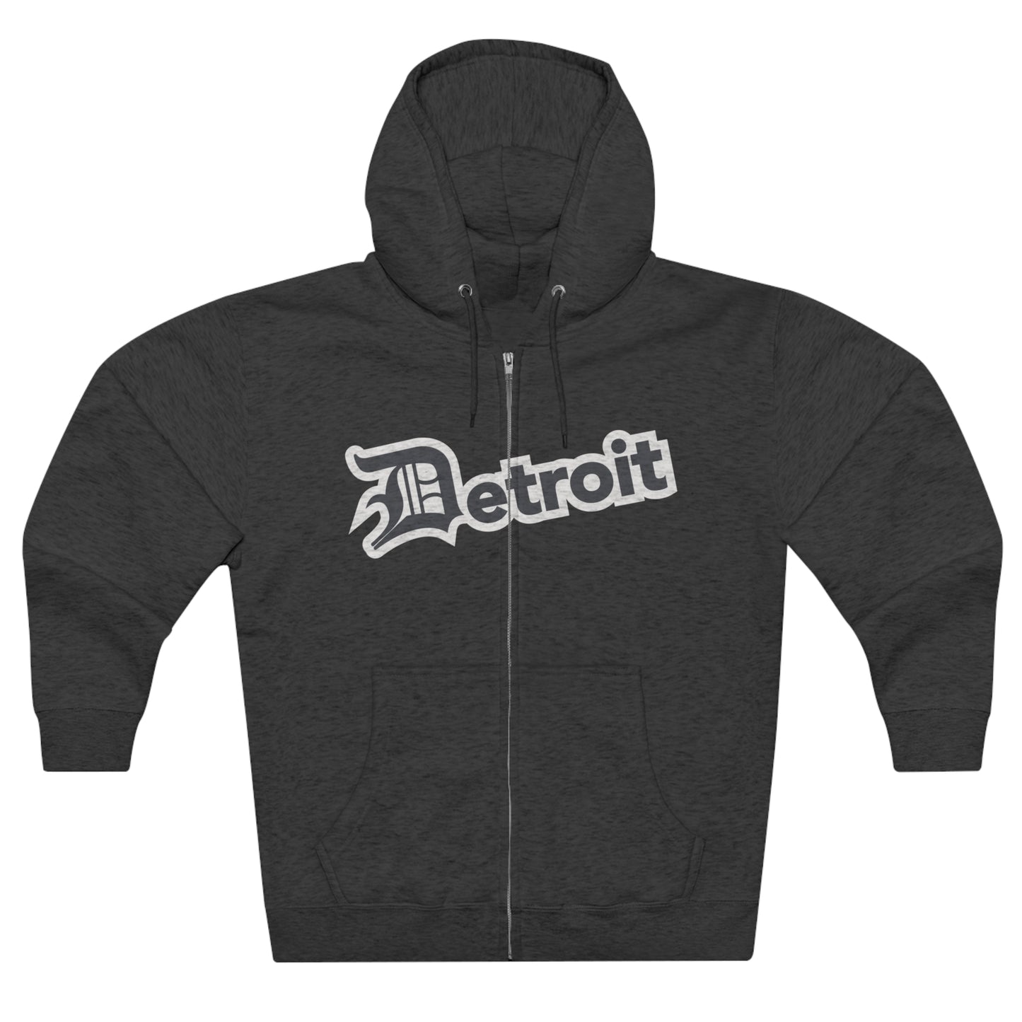 'Detroit' Hoodie (Iron Ore Grey w/ Old English 'D') | Unisex Full Zip