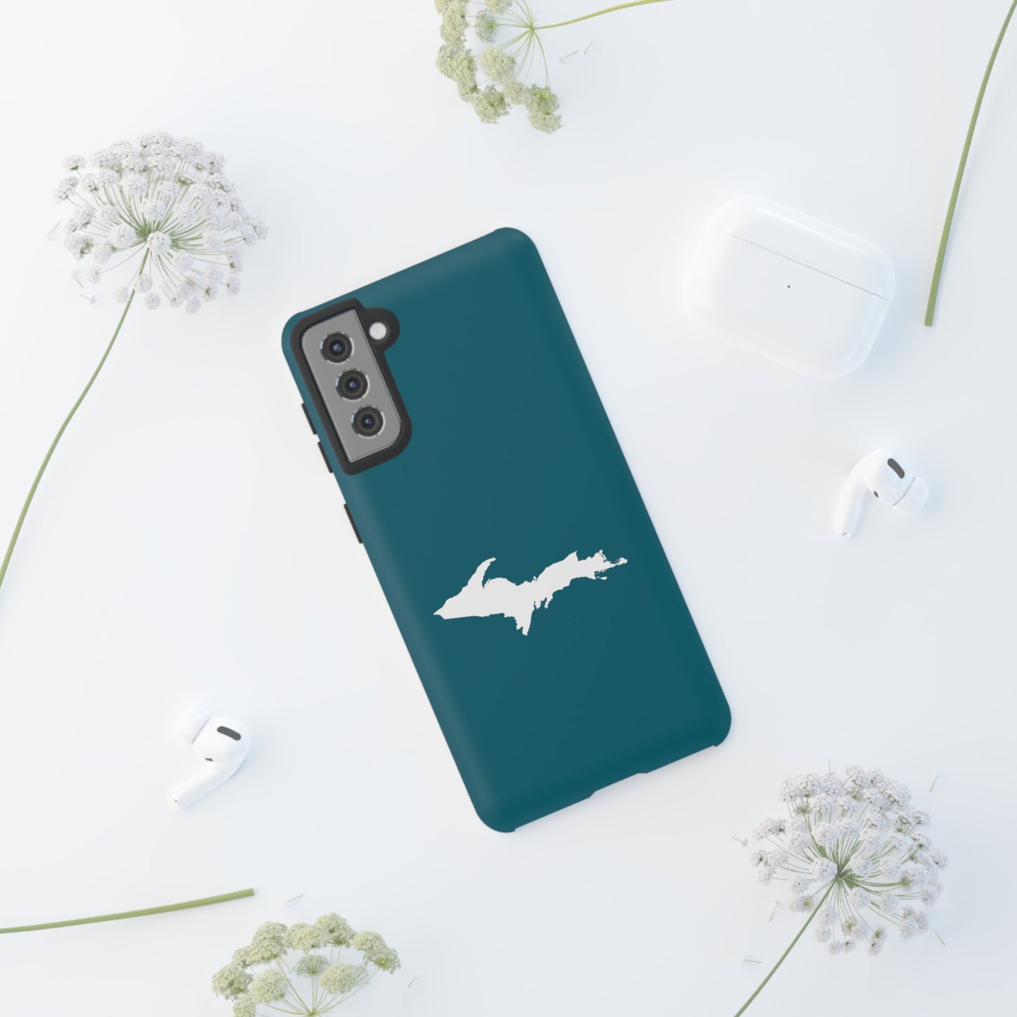 Michigan Upper Peninsula Tough Phone Case (Auburn Hills Teal w/ UP Outline) | Samsung & Pixel Android